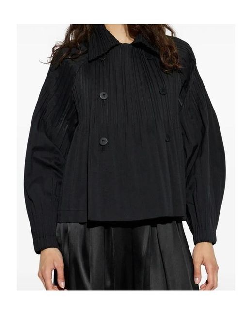 Pleats Please Issey Miyake Blue Pleats Please Issey Miyake Double-Breasted Oversized Jacket