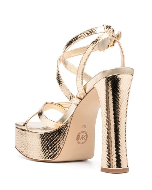 Michael Kors Metallic Buckle-Fastening Platform Sandals