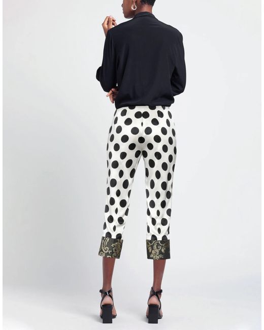 Dolce & Gabbana White Polka Dot Satin Casual Pants