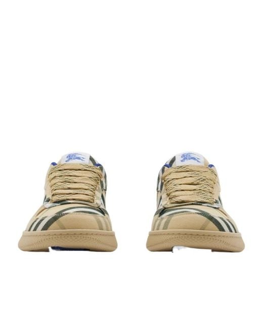 Burberry Green Terrace Checked Lace-Up Sneakers