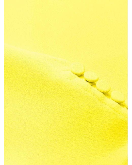 Self-Portrait Yellow Lime Crepe Ruched Midi Dress