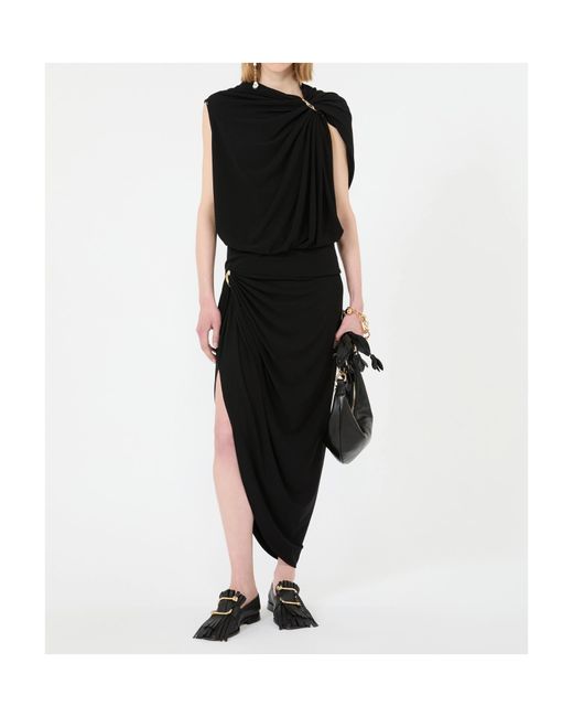 Sportmax Black Draped Asymmetric Skirt