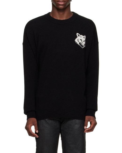 Maison Kitsuné Blue Maison Kitsuné Fox Intarsia-Knit Crewneck Jumper for men