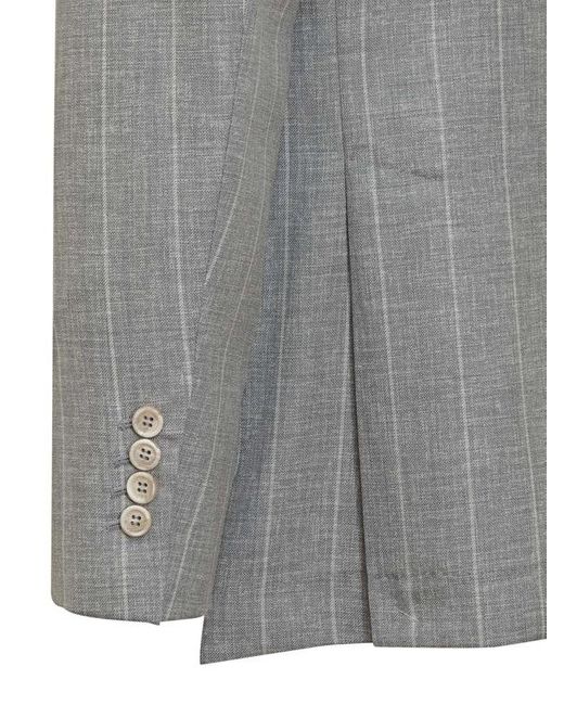 Brunello Cucinelli Gray Double Breasted Blazer for men