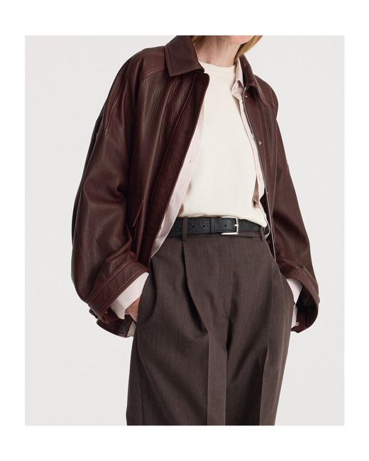 Rohe Brown Grain Leather Aviator Jacket