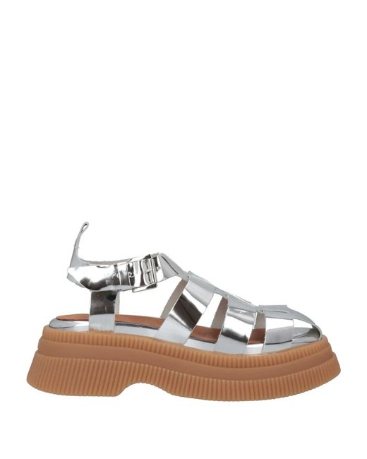 Ganni Metallic Leather Fisherman Sandals