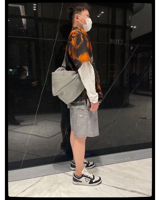 Prada Gray Button Zipper Shorts for men