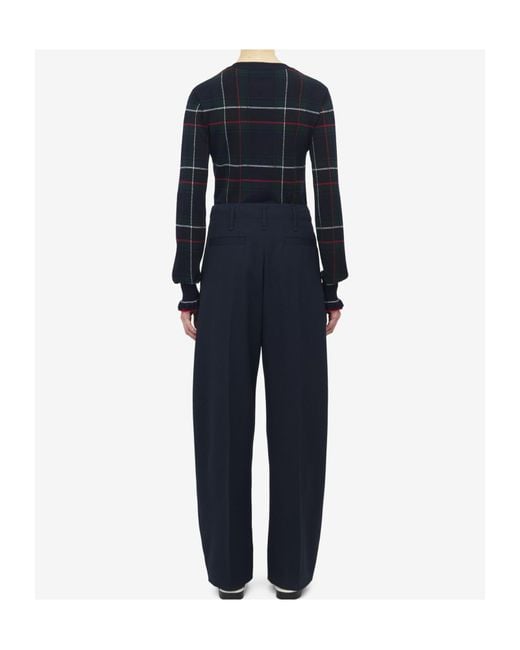 Alexander McQueen Blue Wide Leg Tailored Trousers