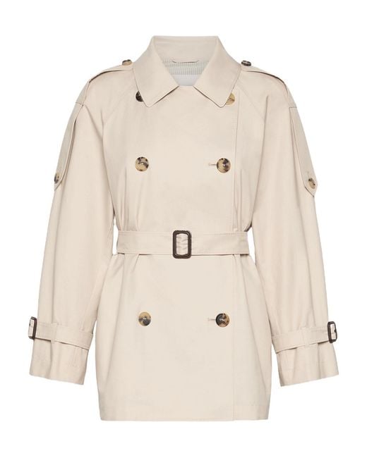 Max Mara Natural Short Twill Trench Coat