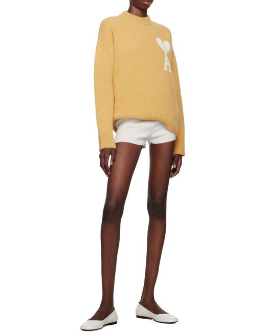 AMI Orange Ami De Coeur Logo Intarsia-Knit Jumper