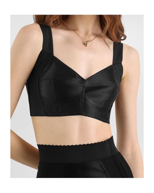 Dolce & Gabbana Black Satin Bustier Top