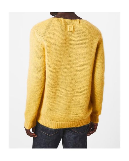 Fendi Yellow Crewneck Sweater for men