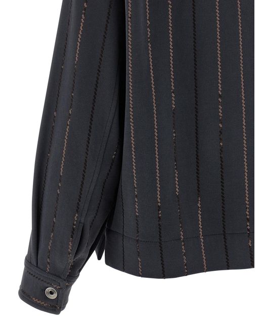 Brunello Cucinelli Black Sequin Embellished Fleece Shirt
