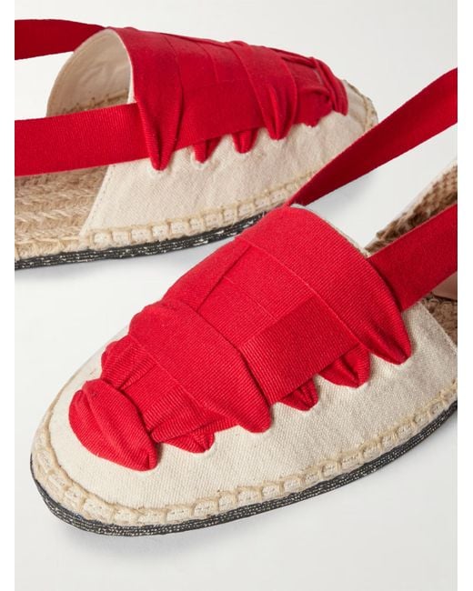 Loeffler Randall Red Lace-Up Canvas Espadrilles