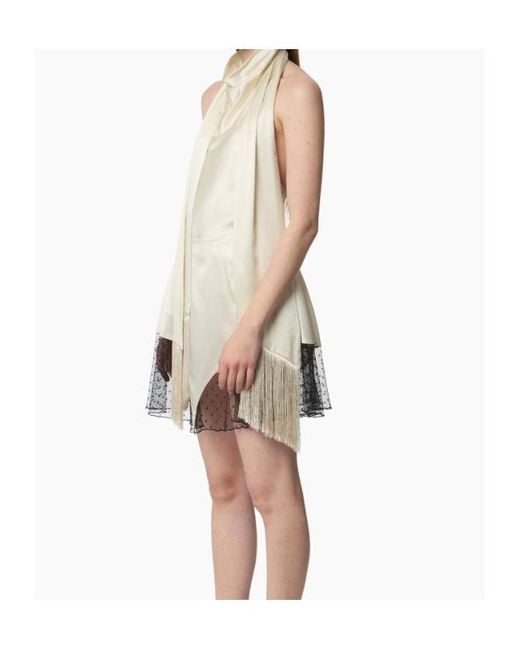 Nina Ricci White Halterneck Fringe-Detail Top