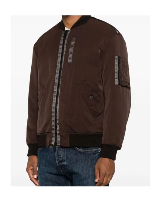 Dondup Brown Striped-Panel Bomber Jacket for men