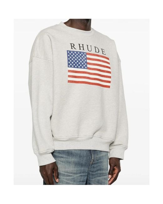 Rhude White Flag-Print Sweatshirt for men