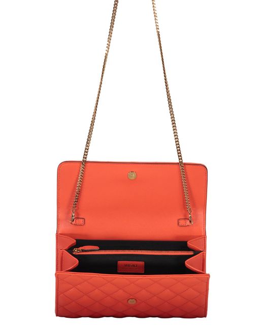 Versace Red Quilted Foldover Top Clutch Bag