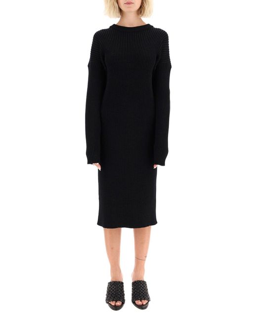 Bottega Veneta Black Open Back Knitted Dress