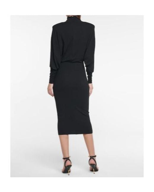 Alexandre Vauthier Black Turtleneck Stretch-Jersey Midi Dress