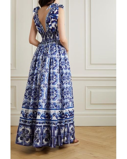 Dolce & Gabbana Blue Graphic-Print Sleeveless Dress