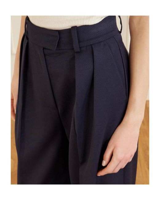 Anine Bing Blue Pleated Palazzo Trousers
