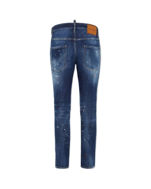DSquared² Blue Medium Easy Wash Distressed Skater Jeans for men