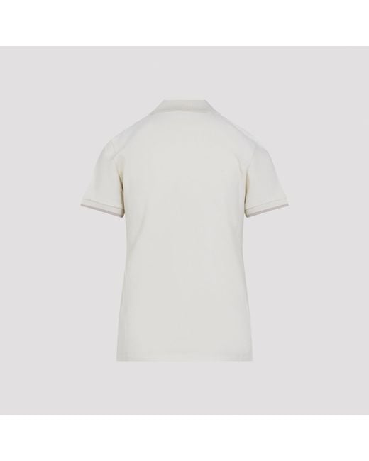 Moncler White Logo Patch Short-Sleeved Polo Shirt