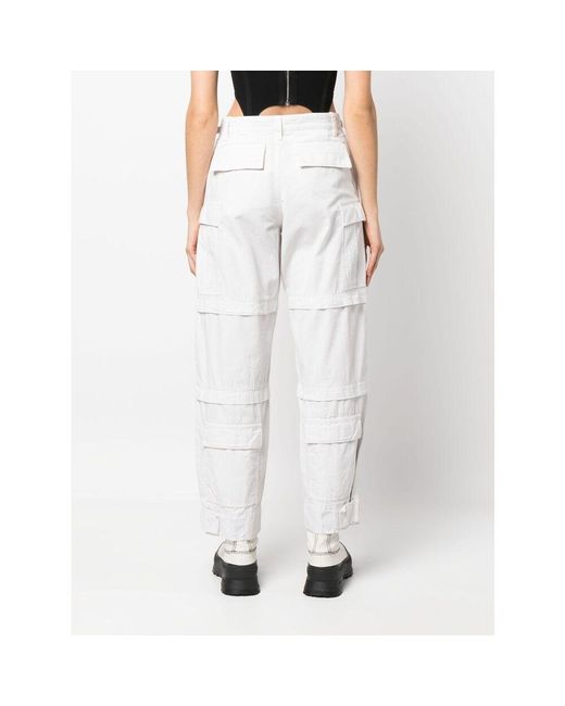 DARKPARK White Cargo Pocket Jeans