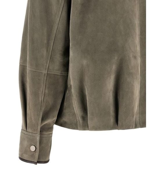 Brunello Cucinelli Green Leather Jacket