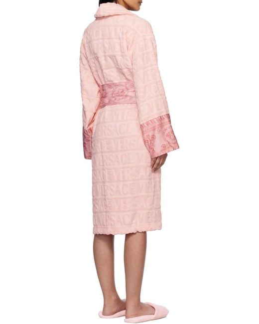 Versace Pink I Love Baroque Belted Bathrobe for men