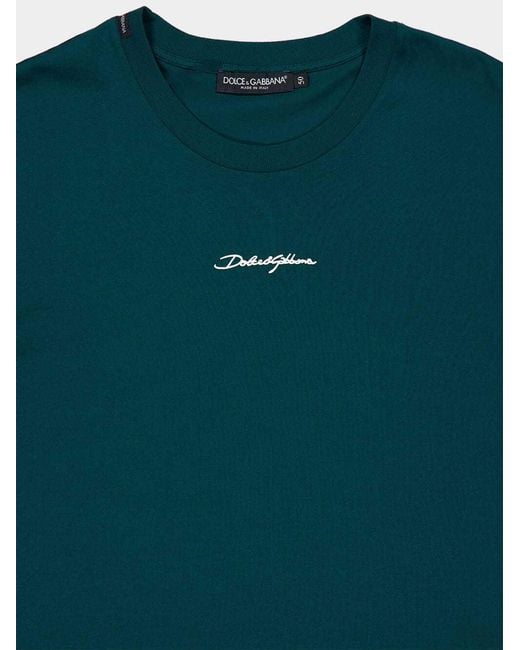 Dolce & Gabbana Green Embroidered T-Shirt for men