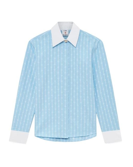 Casablanca Blue Pinstripe Long-Sleeved Shirt