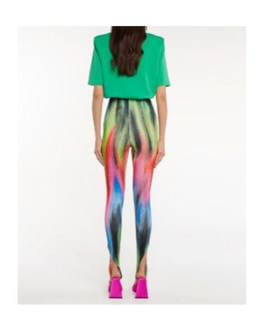 The Attico Blue Jamie High-Rise Stirrup Leggings