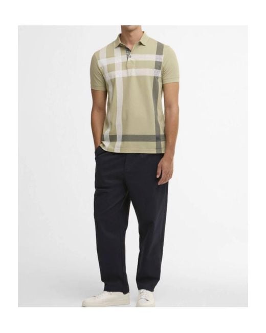 Barbour Green Blaine Tartan Short-Sleeved Polo Shirt for men