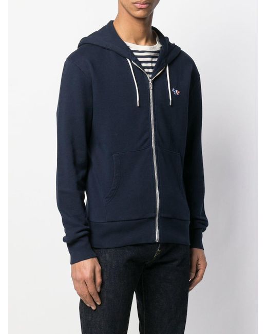Maison Kitsuné Blue Logo Patch Hoodie for men