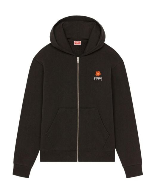 KENZO Black Boke Flower Zipped Hoodie for men