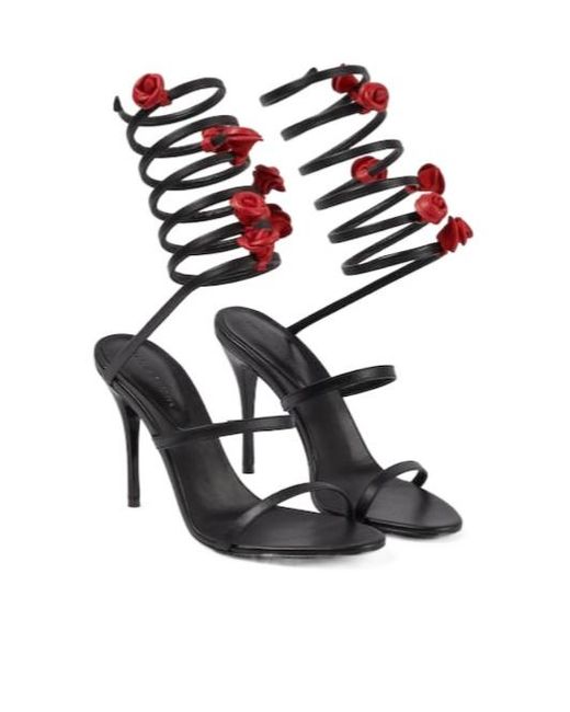 Magda Butrym White Floral-Appliqué Satin Sandals