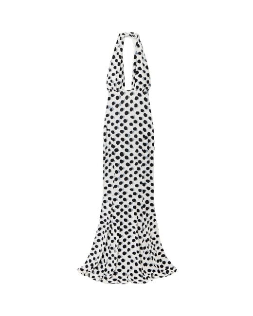 Norma Kamali White Cross Halter Fishtail Gown