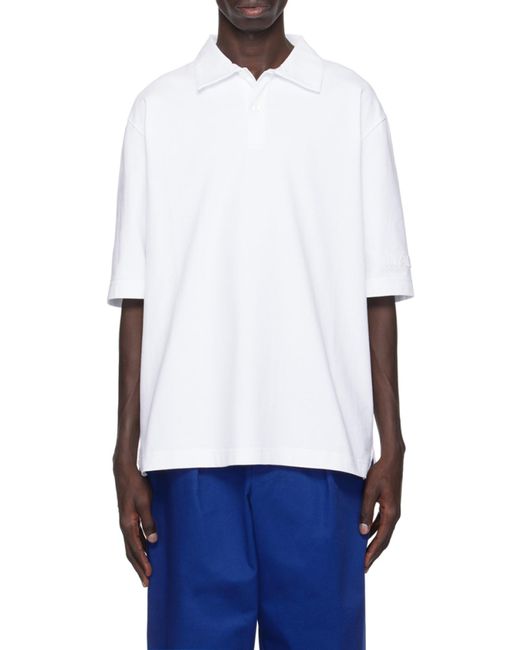 Marni White Logo Patch Short-Sleeved Polo Shirt for men