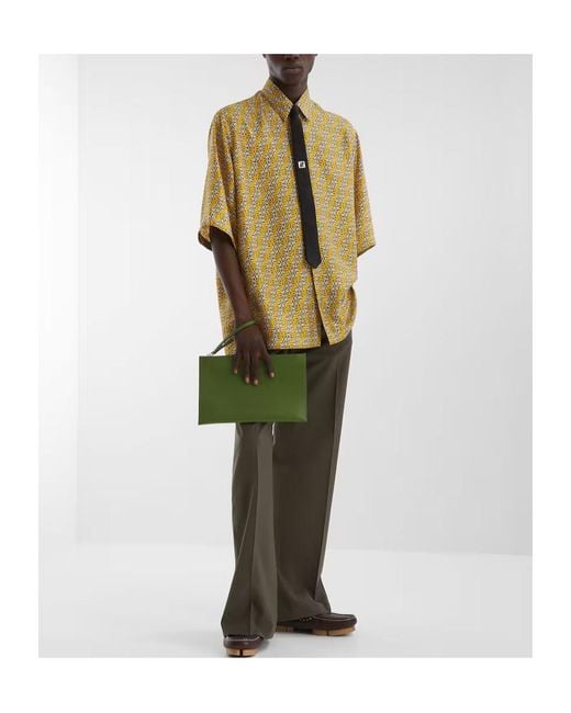 Fendi Yellow Ff Labyrinth Silk Shirt for men
