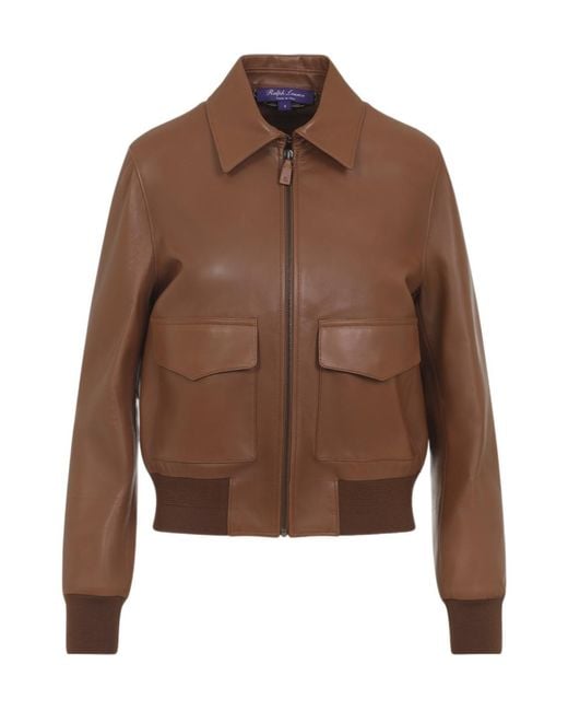 Ralph Lauren Brown Sullivan Bomber Leather Jacket