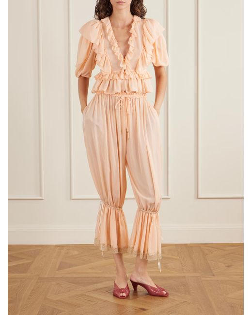 Chloé Natural Ruffled Top