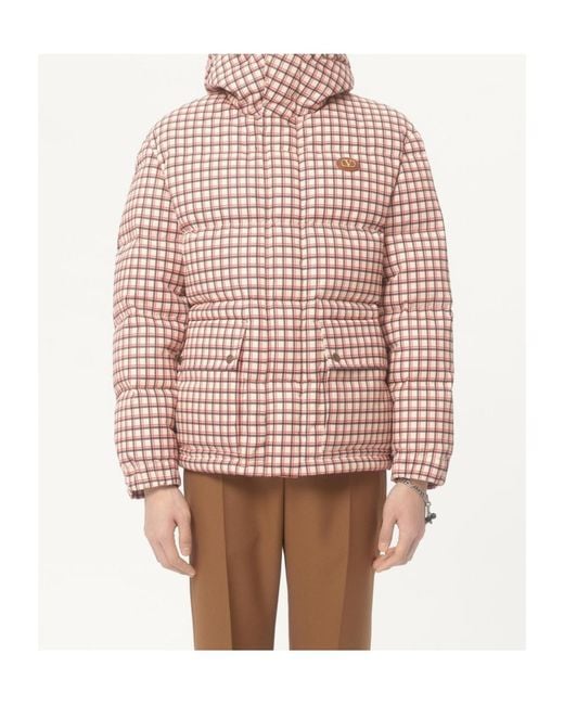Valentino Pink Checked High Neck Coat for men