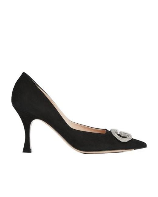 Gucci Black Crystal Interlocking-G Pumps