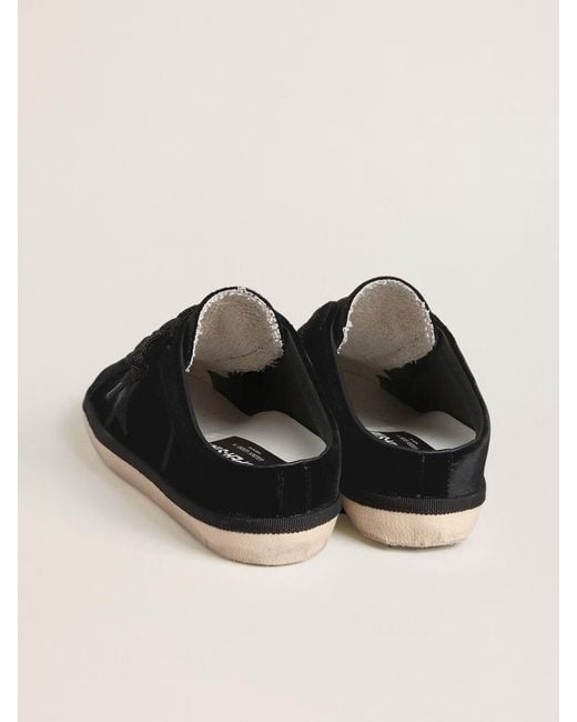 Golden Goose Deluxe Brand Black Superstar Lace-Up Velvet Sabots