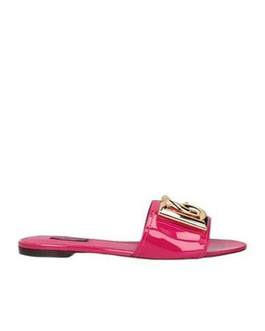 Dolce & Gabbana Pink Minimalist Slide Sandals