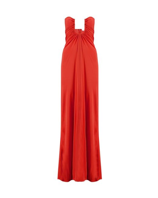 Christopher Esber Red Arque Ruched Bustier Dress