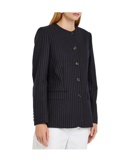 Nili Lotan Blue Gertrude Pinstriped Wool Jacket