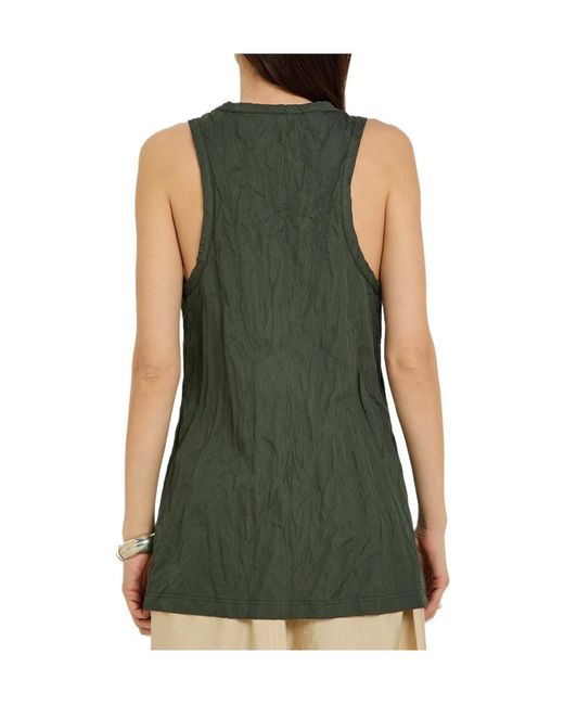 Totême Green Crinkled Cotton-Blend Poplin Tank Top